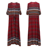 Bohemian printing long dress women maxi long dress floral print retro hippie vestidos chic brand clothing boho dress