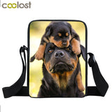 Dog Mini Messenger Bags,  Kids School Bags, Bookbag, Travel Bag, Backpack, Labrador, Rottweiler, Border Collies,   Women  Girls