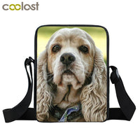 Dog Mini Messenger Bags,  Kids School Bags, Bookbag, Travel Bag, Backpack, Labrador, Rottweiler, Border Collies,   Women  Girls