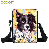 Dog Mini Messenger Bags,  Kids School Bags, Bookbag, Travel Bag, Backpack, Labrador, Rottweiler, Border Collies,   Women  Girls