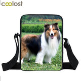 Dog Mini Messenger Bags,  Kids School Bags, Bookbag, Travel Bag, Backpack, Labrador, Rottweiler, Border Collies,   Women  Girls