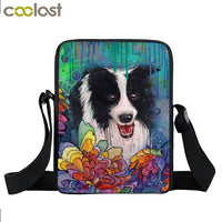 Dog Mini Messenger Bags,  Kids School Bags, Bookbag, Travel Bag, Backpack, Labrador, Rottweiler, Border Collies,   Women  Girls