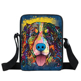 Dog Mini Messenger Bags,  Kids School Bags, Bookbag, Travel Bag, Backpack, Labrador, Rottweiler, Border Collies,   Women  Girls