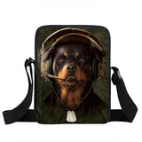 Dog Mini Messenger Bags,  Kids School Bags, Bookbag, Travel Bag, Backpack, Labrador, Rottweiler, Border Collies,   Women  Girls