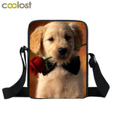 Dog Mini Messenger Bags,  Kids School Bags, Bookbag, Travel Bag, Backpack, Labrador, Rottweiler, Border Collies,   Women  Girls