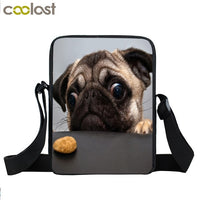 Dog Mini Messenger Bags,  Kids School Bags, Bookbag, Travel Bag, Backpack, Labrador, Rottweiler, Border Collies,   Women  Girls