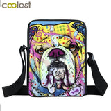 Dog Mini Messenger Bags,  Kids School Bags, Bookbag, Travel Bag, Backpack, Labrador, Rottweiler, Border Collies,   Women  Girls