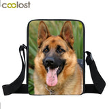 Dog Mini Messenger Bags,  Kids School Bags, Bookbag, Travel Bag, Backpack, Labrador, Rottweiler, Border Collies,   Women  Girls