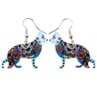 German Shepherd Bonsny Drop Earrings, Acrylic Pattern, Fashion Jewelry