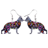 German Shepherd Bonsny Drop Earrings, Acrylic Pattern, Fashion Jewelry