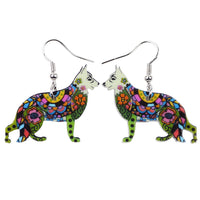 German Shepherd Bonsny Drop Earrings, Acrylic Pattern, Fashion Jewelry