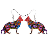 German Shepherd Bonsny Drop Earrings, Acrylic Pattern, Fashion Jewelry