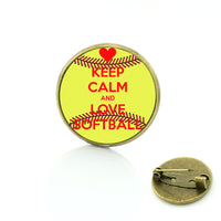 I Love Softball, Glass Art, Sports Lover Jewelry, Badge, Pins, Events Gifts, 9 Variations