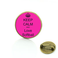 I Love Softball, Glass Art, Sports Lover Jewelry, Badge, Pins, Events Gifts, 9 Variations