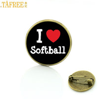 I Love Softball, Glass Art, Sports Lover Jewelry, Badge, Pins, Events Gifts, 9 Variations