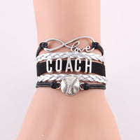 Infinity Love Softball Bracelet, Softball Charm, Leather Wrap, 16 Variations