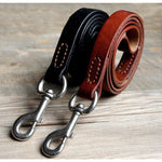 Genuine Leather Dog Leash, Pet Training, Lead, Prevent Bite, Black and Brown, German Shepherd, Rottweiler, Lab