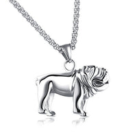 Bulldog Stainless Steel Necklace, Pendant, Gold, Silver, Black