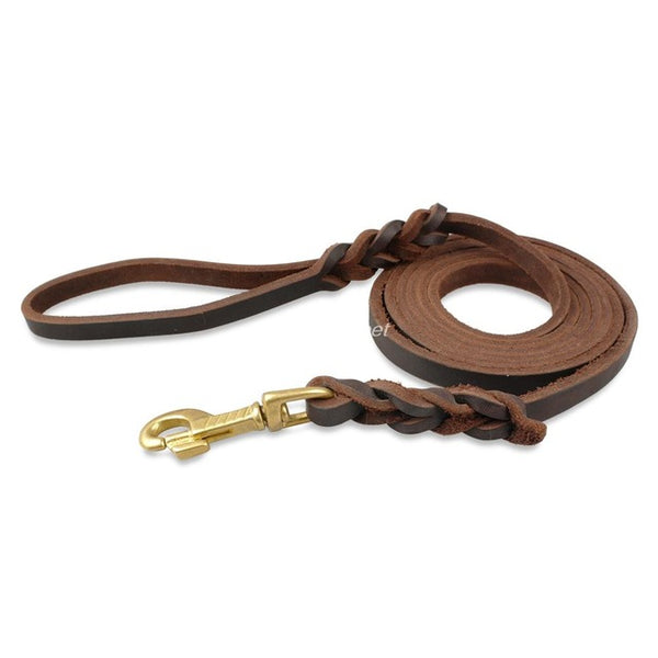 Braided Real Leather Dog Leash, Walking, Training, Leads, German Shepherd 1.6cm width