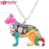 German Shepherd Jewelry, Bonsny Metal Alloy Enamel, Dog Choker Necklace, Collar, Pendant