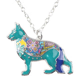 German Shepherd Jewelry, Bonsny Metal Alloy Enamel, Dog Choker Necklace, Collar, Pendant