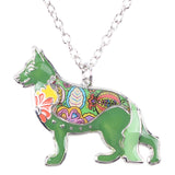 German Shepherd Jewelry, Bonsny Metal Alloy Enamel, Dog Choker Necklace, Collar, Pendant