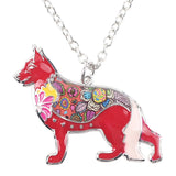 German Shepherd Jewelry, Bonsny Metal Alloy Enamel, Dog Choker Necklace, Collar, Pendant