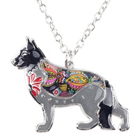 German Shepherd Jewelry, Bonsny Metal Alloy Enamel, Dog Choker Necklace, Collar, Pendant