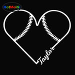 Softball Heart Shaped Car Stickers, Window, Door Vinyl Decal, 10 Colors