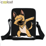 German Shepherd Dab Puppy Mini Messenger Bag, Women Shoulder Bag, Kids Crossbody Bag, Book Bag