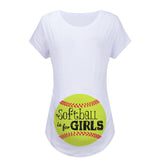 Softball Is for Girls Pregnant Women T-shirts, Maternity Top,  S-XXL