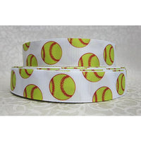 Softball Printed Ribbon, 16mm 22mm 25mm 38mm 50mm 75mm, 50yards/roll, FREE Shipping