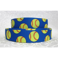 Softball Printed Ribbon, 16mm 22mm 25mm 38mm 50mm 75mm, 50yards/roll, FREE Shipping