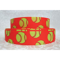 Softball Printed Ribbon, 16mm 22mm 25mm 38mm 50mm 75mm, 50yards/roll, FREE Shipping