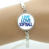 Keep Calm and Love Softball Bracelet, Glass Cabochon, Sports Lovers Gifts, 9 Variations