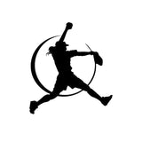 Softball Silhouette Vinyl Car Sticker, 11.6 CM*12.8 CM, Black/Silver, 2 Colors, FREE Shipping