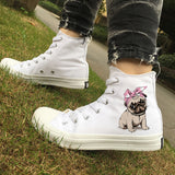 Shih Tzu, Pug, French Bulldog Wen Original Design High Top Woman Canvas Casual Shoes White Black Man Sneakers