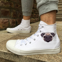 Shih Tzu, Pug, French Bulldog Wen Original Design High Top Woman Canvas Casual Shoes White Black Man Sneakers