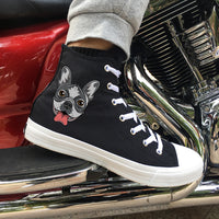 Shih Tzu, Pug, French Bulldog Wen Original Design High Top Woman Canvas Casual Shoes White Black Man Sneakers