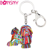 Shih Tzu Acrylic Cartoon Key Ring, Pekingese Key Chains,  Car Key, Handbag Wallet Charms