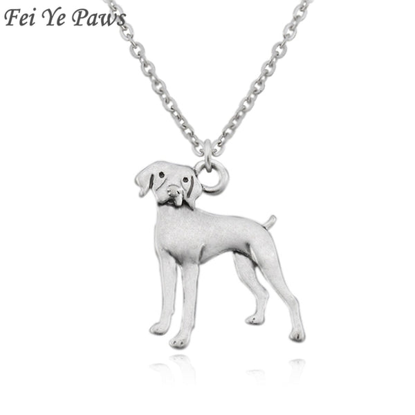 German Shorthaired Pointer Vintage Silver Boho Vizsla  Dog Charm Statement Necklace Long Chain For Women Men Jewelry Choker