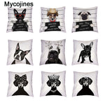 Bad Dogs Cushion Covers French Bulldog Pug Poodle Pillow Cover 45*45cm Polyester Peach Skin Pillowcase Home Sofa Chair Decorate