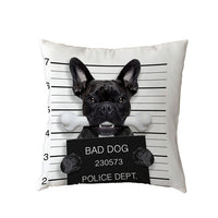 Bad Dogs Cushion Covers French Bulldog Pug Poodle Pillow Cover 45*45cm Polyester Peach Skin Pillowcase Home Sofa Chair Decorate