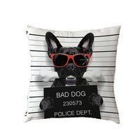 Bad Dogs Cushion Covers French Bulldog Pug Poodle Pillow Cover 45*45cm Polyester Peach Skin Pillowcase Home Sofa Chair Decorate