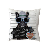 Bad Dogs Cushion Covers French Bulldog Pug Poodle Pillow Cover 45*45cm Polyester Peach Skin Pillowcase Home Sofa Chair Decorate