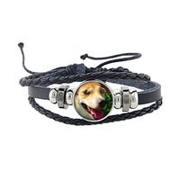 Rottweiler Glass Cabochon Bracelet, Sheltie, Shar Pei Dog, Multilayer Leather Bracelet, Fashion Accessories, Jewelry