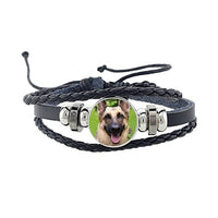 Rottweiler Glass Cabochon Bracelet, Sheltie, Shar Pei Dog, Multilayer Leather Bracelet, Fashion Accessories, Jewelry