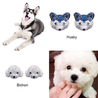 Super cute pet dog ear stud microinlay husky poodle bichon silver color needle fun animal earrings MH2201