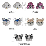 Super cute pet dog ear stud microinlay husky poodle bichon silver color needle fun animal earrings MH2201