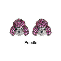 Super cute pet dog ear stud microinlay husky poodle bichon silver color needle fun animal earrings MH2201